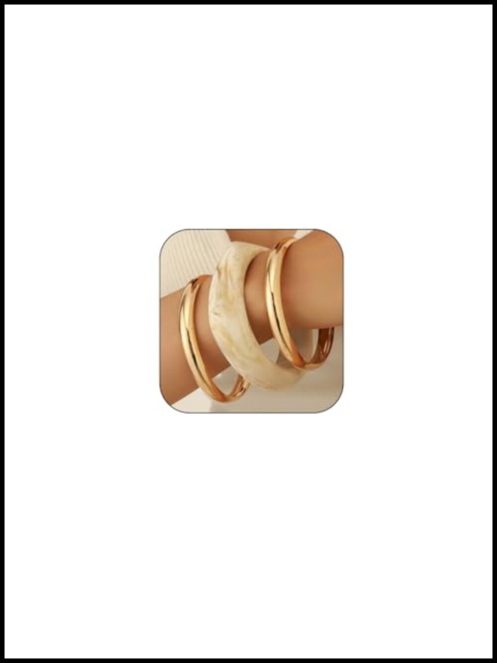 3PCS Chunky Acrylic Bangle Bracelets Set Geometric Resin Gold Statement Jewelry